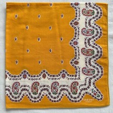 Vintage Bandana Yellow Cotton Flourish Floral White Art Handkerchief Kerchief 20