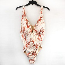 Old Navy Plus Floral Tie-Shoulder Ruched Plunge One-Piece Swimsuit Dress 3X
