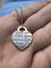 Tiffany & Co Silver Dream a Little Heart Necklace Pendant Charm W/ Peretti Chain
