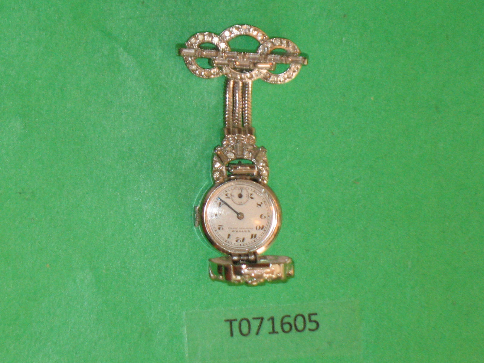 Antique ladies GOTHAM pin back lapel mechanical watch… Gem