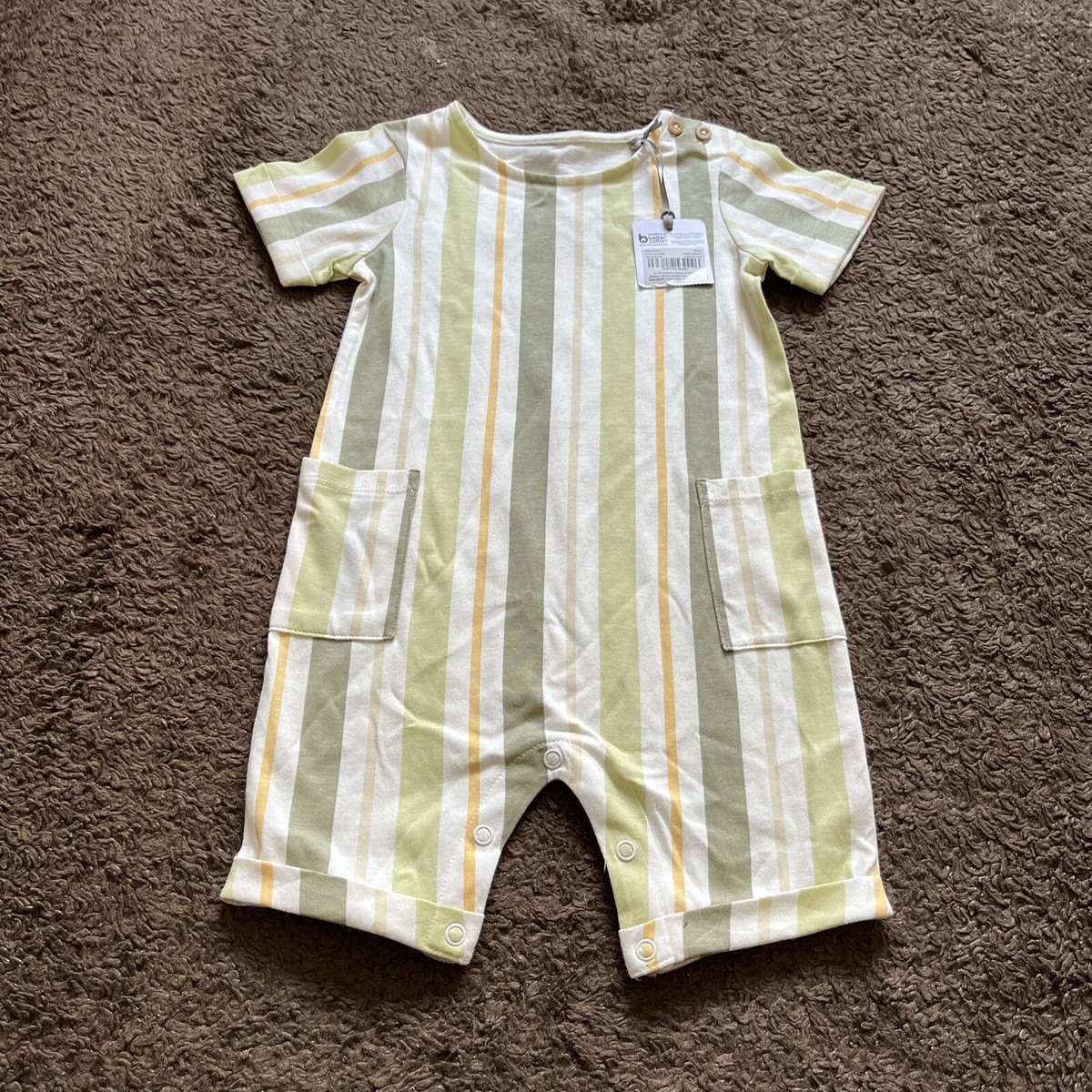 BNWT TU Baby Boys 12-18 Months Green Multi Romper Suit UK