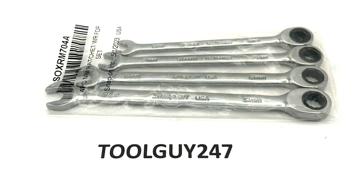SNAP ON TOOLS 4pc METRIC Non-Reverse Ratcheting Combo Wrench Set