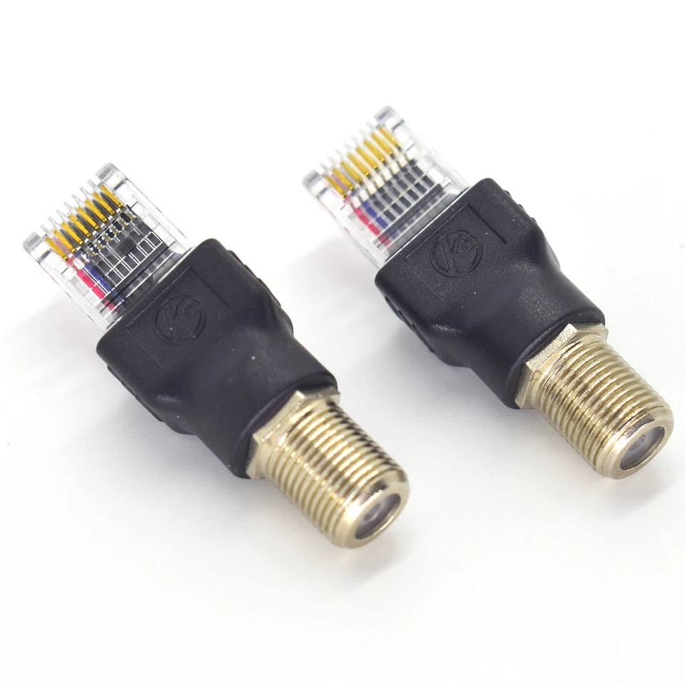 50x F Type RF Female to RJ45 Male Coaxial Barrel Coupler Adapter Connector Black - Image 2 of 4