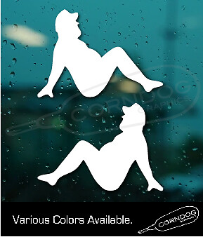 (PAIR) Trucker Mud Flap Chubby Guy VINYL STICKER DECAL SILHOUETTE TRUCKIN VANNER