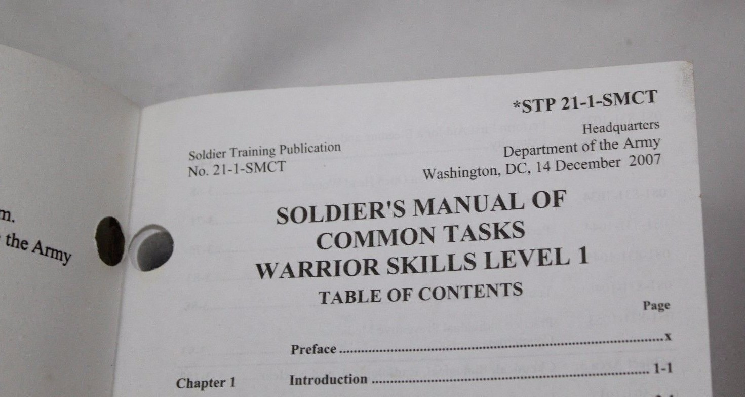 Buy Soldier's Manual of Common Tasks : Warrior Skills Level 1 (Stp 21-1-Smct)  (August 2015 Edition) by Department of the Army (2017, Paperback) online |  ...