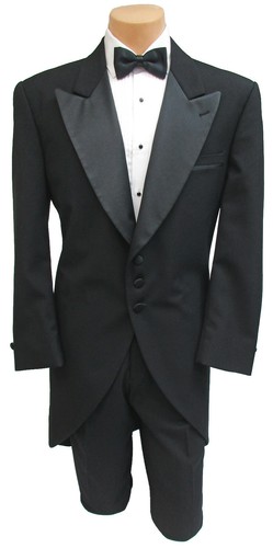 Boys Size Black Tailcoat Morning Coat Cutaway Halloween Cosplay Costume Gothic