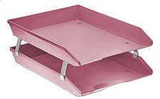 Acrimet Facility 2 Tiers Double Letter Tray Front Loading Design (Solid Pink)