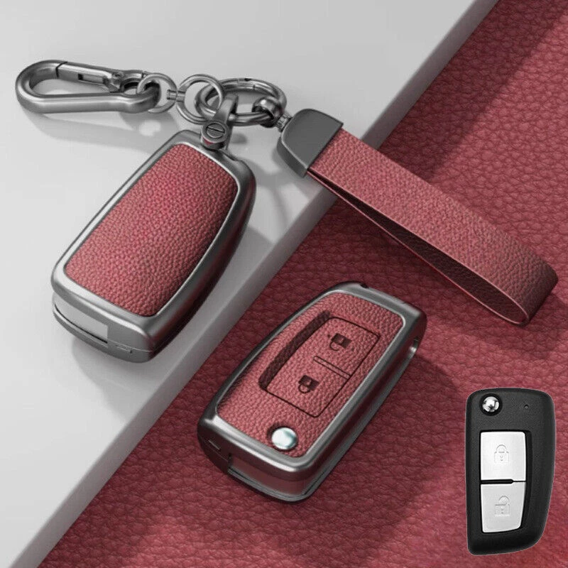 Funda con soporte para llavero de cuero de aleación de zinc para Nissan Rogue 2014-2019 Foto 4 de 4