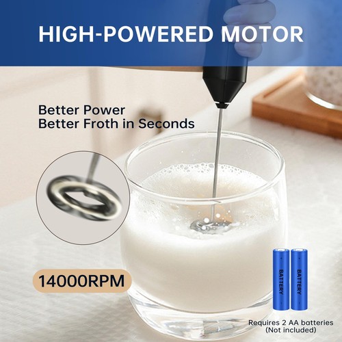Electric Milk Frother Handheld with Stainless Steel Stand Battery Operated - Picture 6 of 7