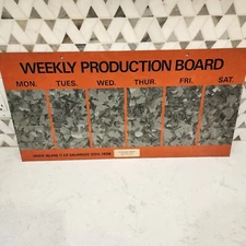 Vintage Inland Steel Weekly Production Board Metal Sign. 24"x12"