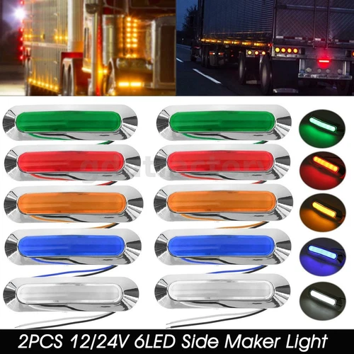 2pcs 12/24V 6 LED Side Marker Light Position Lamp For Car Truck Trailer Lorry