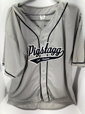 Pig Stagg Cult Cinema Jersey Shirt Men 2XL Gray Mesh Button Short Sleeve Rare