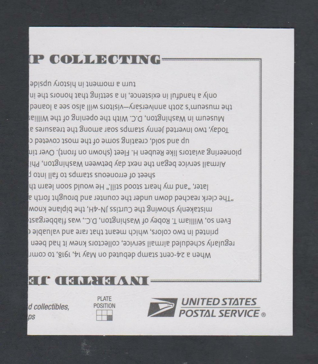 2013 US Imperf Inverted Jenny $2 Block PARTIAL Pane of 4 4806b NDC