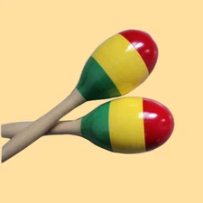 Zenison Large Authentic Wooden Maracas  3" x 9.5" Pair of Professional Maracas