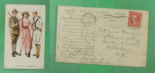 DR WHO 1918 CAMP MERRITT NJ WWI PATRIOTIC POSTCARD m14053