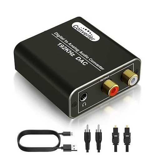 Digital Optical Coaxial to Analog Audio Converter Adapter RCA L/R Fiber Cable - Picture 1 of 6
