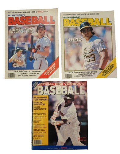 3 Vtg Baseball Magazines Bill Mazeroski's '88-'89 + The Official '88 Yearbook