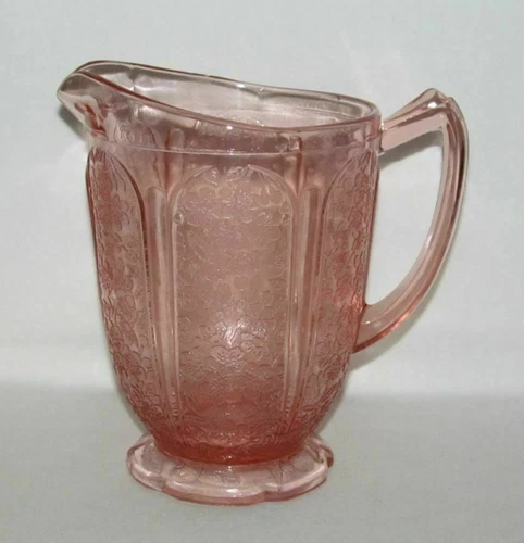 Jeannette Glass Co. CHERRY BLOSSOM Pink Footed AOP Water Pitcher Floral Design