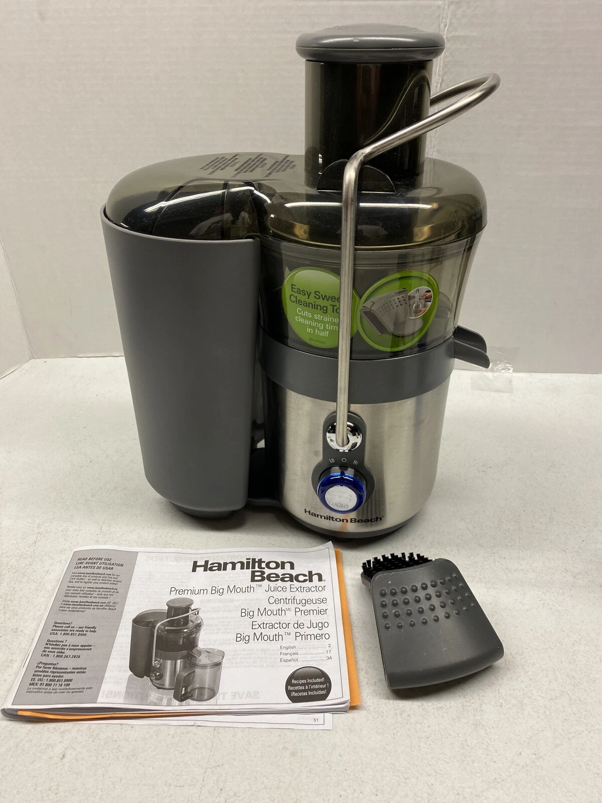 Hamilton Beach Premium Big Mouth Juice Extractor Juicer No Pitcher
