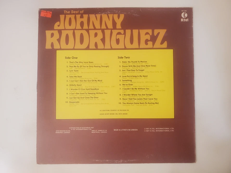 Johnny Rodriguez - The Best of Johnny Rodriguez (Vinyl Record LP) - Image 2 of 2