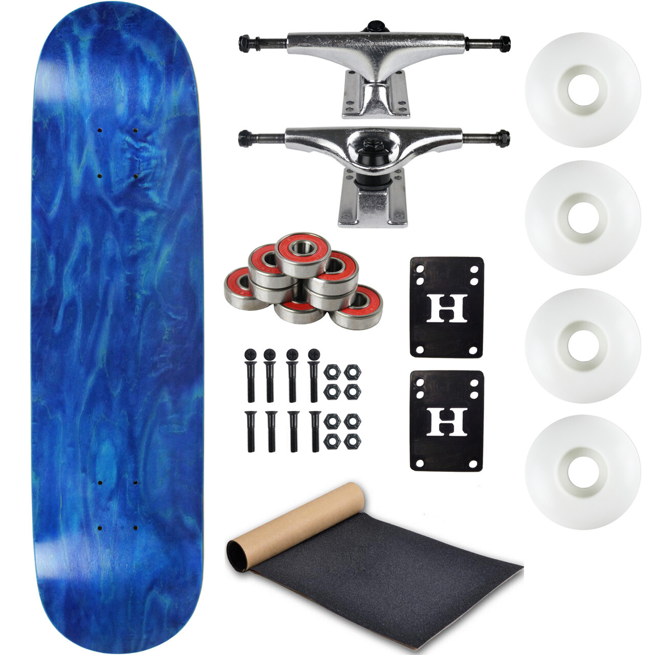 Moose Complete Skateboard Stain Blue 8.25" With Silver Trucks and White Wheels