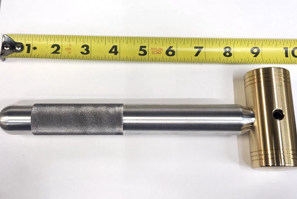1-1/2 LBS.  BRASS HAMMER KNURLED 1" ALUMINUM HANDLE * GREAT GRIP* MADE IN USA* - Image 4 of 4