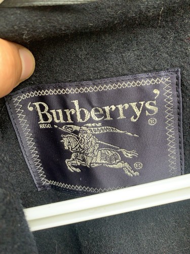 BURBERRYS TRENCH COAT Size 46 US WOOL BLUE LOGO #Z22 - Picture 4 of 8