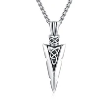 MEDWISE Arrowhead Necklace for Men 925 Sterling Silver Arrow Necklace Celtic ...