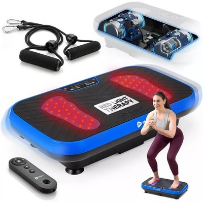 Lifepro VibraRed Vibration Plate with Red Light Therapy & Resistance Bands- Blue