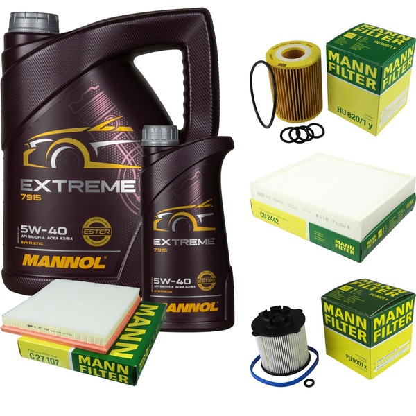 Mann Inspektionspaket 6L Mannol Extreme 5W-40 FüR Opel Astra J Caravan 1.7 Cdti-image