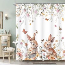 Easter Shower Curtain, Spring Bunny Easter 72"W x 72"L Pack of 1 Colorful02