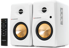 Prosonic BT30 White Bookshelf Speakers - Active Bluetooth 5.3 Powered Studio Mon