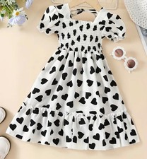 Girls Crewcuts Hearts Dress Black and White 7y-8y