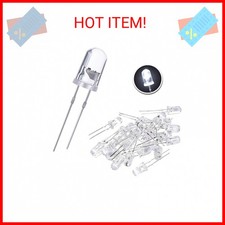 EBOOT 100 Pieces Clear LED Light Emitting Diodes Bulb LED Lamp, 5 mm White 