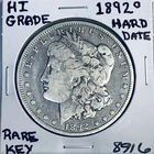 1892 O MORGAN SILVER DOLLAR HI GRADE GENUINE U.S. MINT RARE KEY COIN 8916