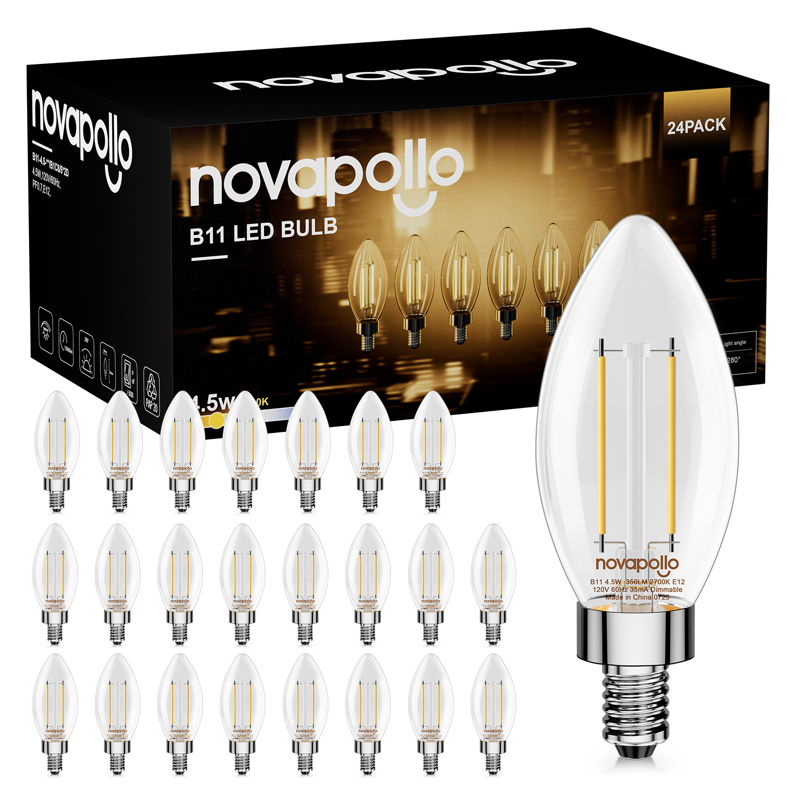 40w Equivalent E12 2700k 6/12/24 Pack