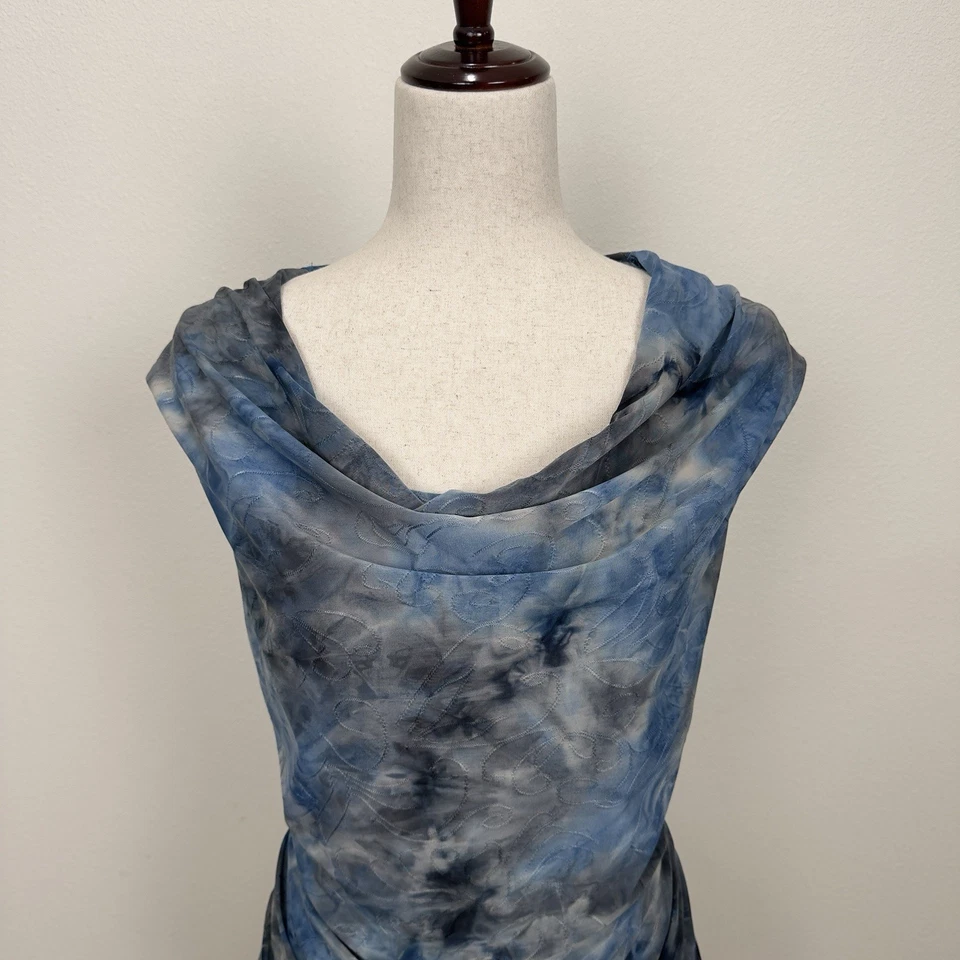 Top De Colección Años 90 AB Studio Mujer XL Azul Texturizado Capucha Cuello Moody Fairy Grunge Caprichoso Foto 2 de 4