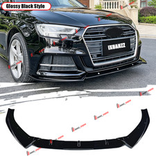 Gloss Blk Front Bumper Spoiler Lip Kit For Audi A3 Rs3 S3 8v S-line Sedan 17-20 Gloss Blk Front Bumper Spoiler Lip Kit For Audi A3 Rs3 S3 8v S-line Sedan 17-20