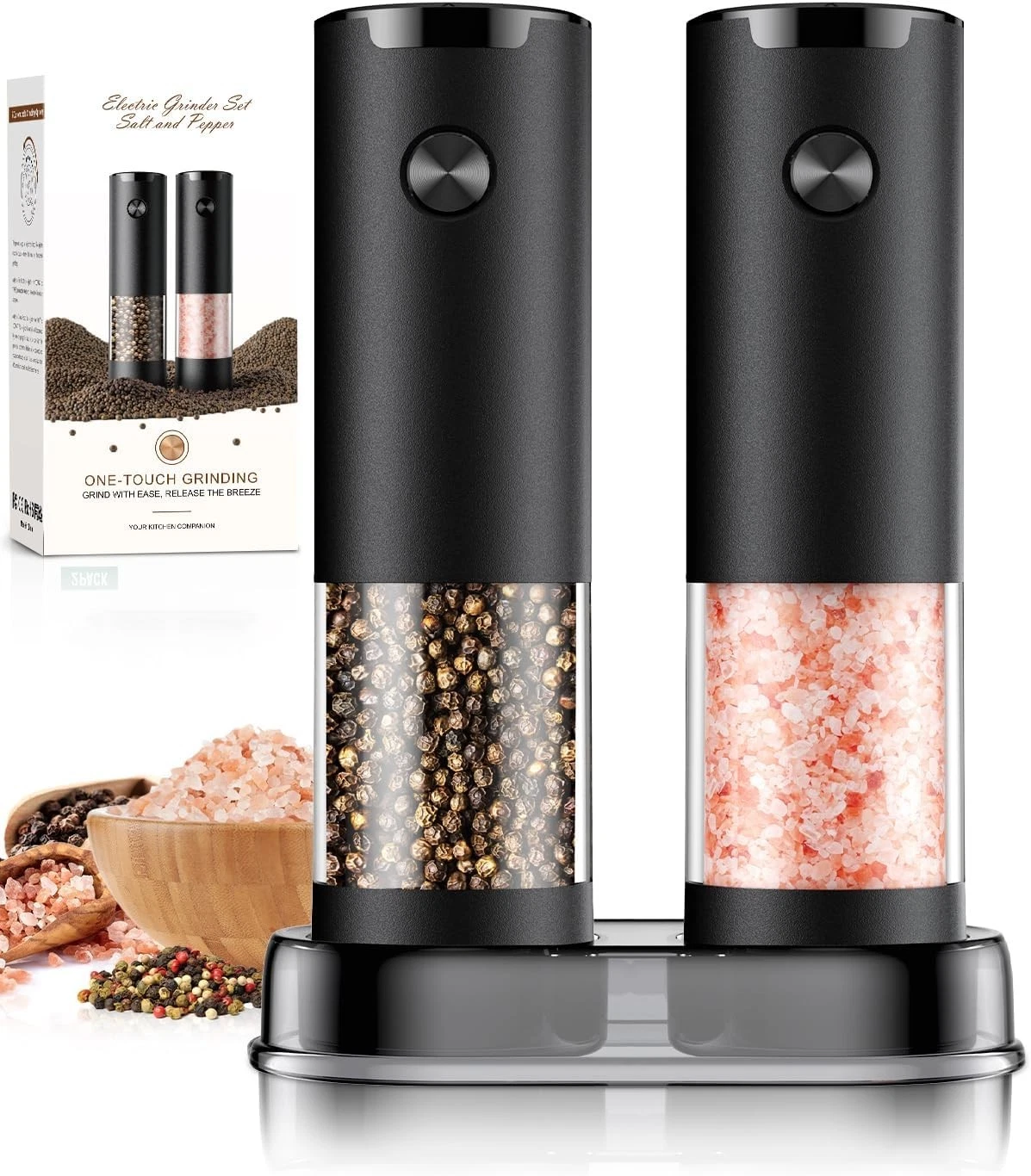 Electric Salt and Pepper Grinder Set Automatic Battery Pepper Mill Shakers Adju
Opens in a new windo