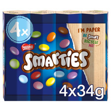 Smarties Milk Chocolate Tube Multi pack | 4 Packets | 38g |*Long Date*