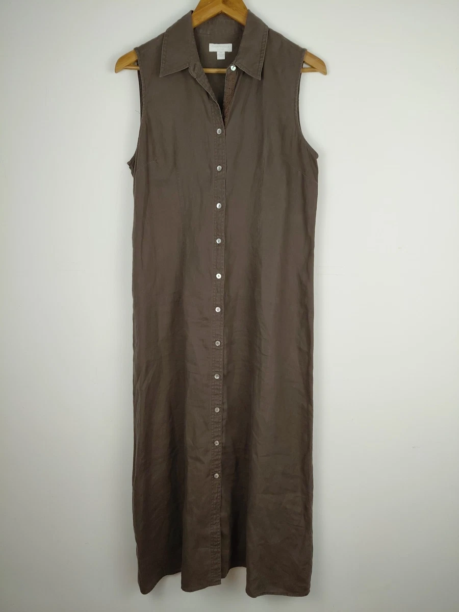 chinese dress ladies Navy Linen Maxi Dress with Button Back
