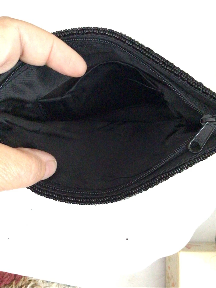 Bolso de Mano/Bolso Azul Cuentas Negro, Plateado, Azul, Gris, Aurora Borialis Cuentas Cremallera De Colección Foto 3 de 3