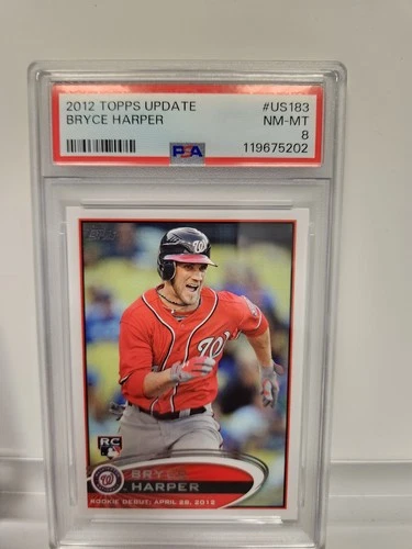 2012 TOPPS UPDATE BRYCE HARPER #US183 ROOKIE PSA 8 NM / MINT