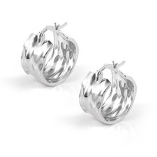 925 Sterling Silver Earrings Hammered Small Chunky Hoop Earrings for Women Hy...