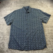 Nat Nast Shirt Mens Medium Blue Camp Casual Bowling Geometric