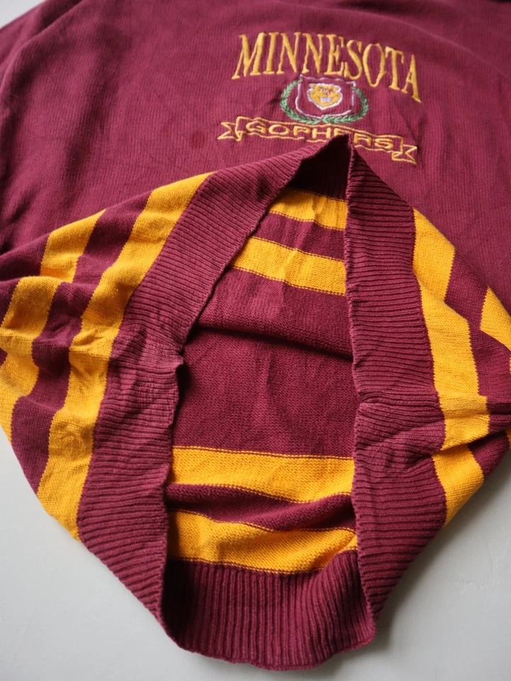 Vintage Minnesota Gophers Knit Sweater Logo 7 Size XL Crew Neck Maroon - Image 4 of 4