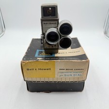 Vintage Bell  Howell 8mm Movie Camera 252 With Sun Dial  3 Lens Turret