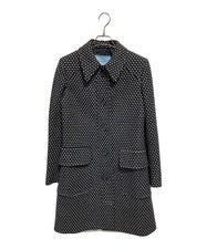 PRADA Tweed Coat P694B S142 Black White Wool Blend Woman's size 40