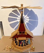 26181/ Vintage elektrische Weihnachtspyramide Adventshaus Christi Geburt  H62cm