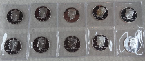 2000-2009 Kennedy Half Dollar Silver Proof 10 Coin Set US Mint 50C Coins